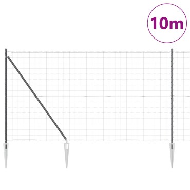 vidaXL Ευρωπαϊκή Περίφραξη με 7 Στύλους Ψηλά 1.6x10 μ. Γαλβανισμένο Ατσάλι Γκρι