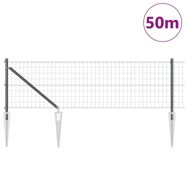 vidaXL Ευρωπαϊκή Περίφραξη με 13 αγκύλες 0.4x50 μ Γαλβανισμένος χάλυβας Γκρι