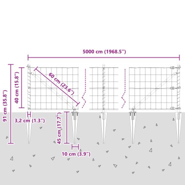 vidaXL Ευρωπαϊκή περίφραξη με 13 αιχμές 0.4x50 μ Γαλβανισμένος χάλυβας Γκρι