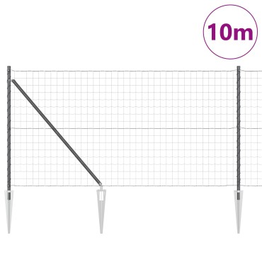 vidaXL Euro Fence με 7 βύσματα 1x10 μ Γαλβανισμένο Ατσάλι Γκρι