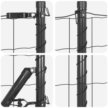 vidaXL Euro Fence με 7 βύσματα 1x10 μ Γαλβανισμένο Ατσάλι Γκρι