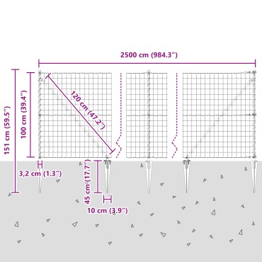 vidaXL Ευρωπαϊκός Φράκτης με Ακίδες 25x1 m PVC-Επικαλυμμένο Ατσάλι