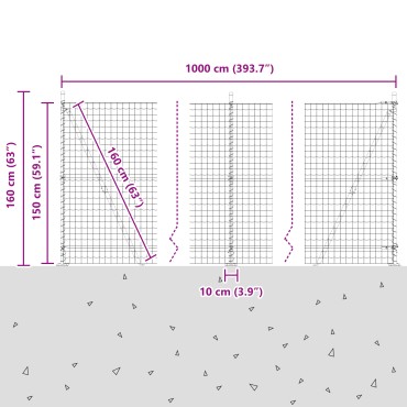vidaXL Euro Fence με 7 φράκτες με χείλος 1.5x10 μ Γαλβανισμένο Ατσάλι