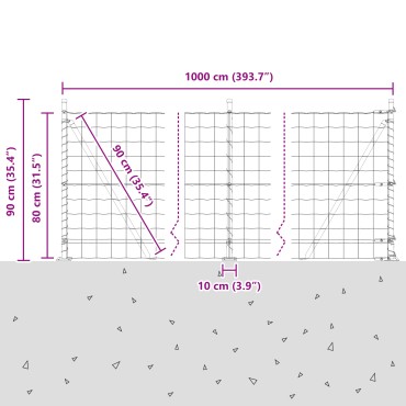 vidaXL Euro Fence Σετ 2 Πράσινο Μέταλλο με επικάλυψη PVC 10x0.8 μ
