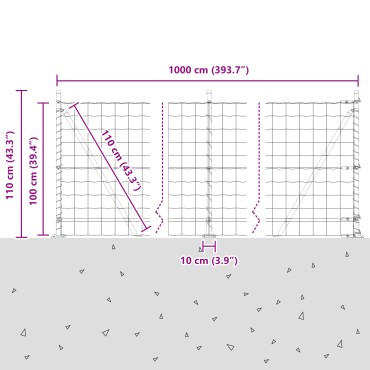 vidaXL Ευρωπαϊκός Φράκτης με Σκυρόδετη Βάση 10x1 m Πράσινο Δίχτυ