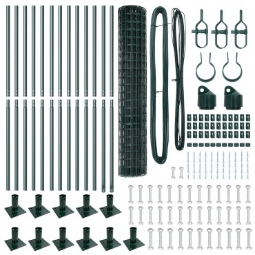 vidaXL Euro Fence με 13 φλαντζωτές κολόνες 1.2x25 μ Γαλβανισμένο ατσάλι