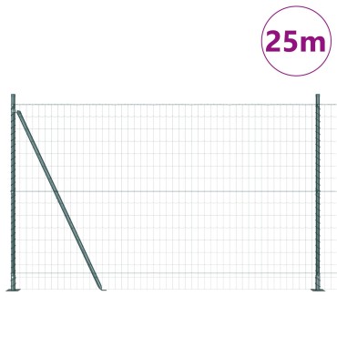 vidaXL Euro Fence με 13 φλαντζωτές κολόνες 1.2x25 μ Γαλβανισμένο ατσάλι