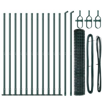 vidaXL Euro Fence με 13 φλαντζωτές κολόνες 1.2x25 μ Γαλβανισμένο ατσάλι