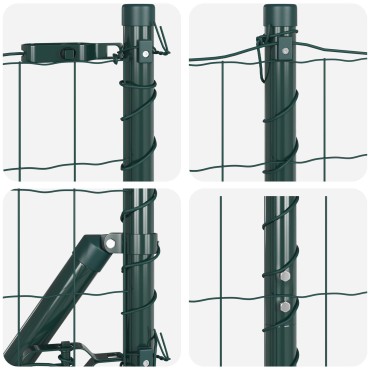 vidaXL Euro Fence με 13 φλαντζωτές κολόνες 1.2x25 μ Γαλβανισμένο ατσάλι
