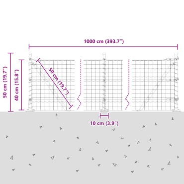 vidaXL Euro Fence με 7 Φλάντζες 0.4x10 μ Γαλβανισμένο Ατσάλι