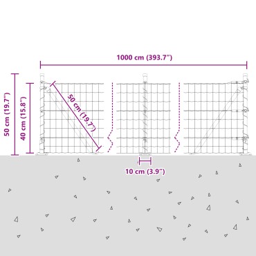 vidaXL Ευρωπαϊκή Περίφραξη με 7 Ακροδέκτες 0.4x10 μ Γαλβανισμένος Χάλυβας