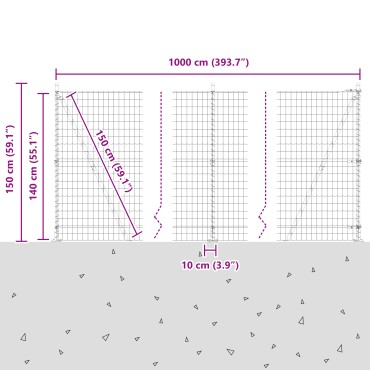 vidaXL Euro Fence με 7 Πόδια με Φλάντζα 1.4x10 μ Γαλβανισμένο Ατσάλι