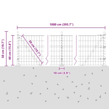 vidaXL Euro Fence με 7 Στενούς Πότσες 0.4x10 μ Γαλβανισμένος Χάλυβας