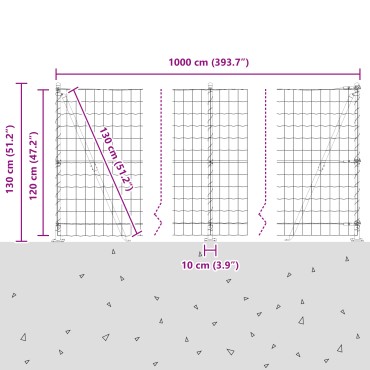 vidaXL Euro Fence με 7 φλάντζες 1.2x10 μ Γαλαβανισμένος χάλυβας
