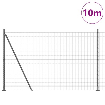vidaXL Euro Fence με 7 φλαντζωτούς πάσσους 1.6x10 μ γαλβανισμένος χάλυβας