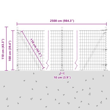 vidaXL Euro Fence με 13 Στυλοβάτες 1x25 μ Γαλβανισμένος Χάλυβας