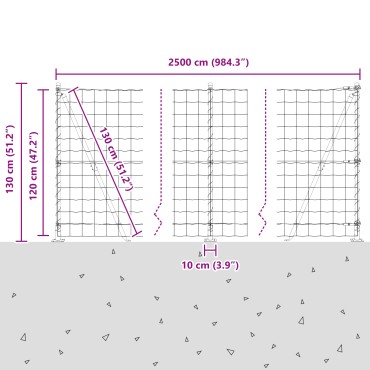 vidaXL Euro Fence με 13 Πόλους Έδρασης 1.2x25 μ Γαλβανισμένο Μέταλλο