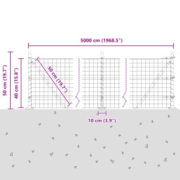 vidaXL Ευρωπαϊκός Φράκτης με Σκυρόδετη Βάση 50x0,4 μ Γκρι Δίχτυ