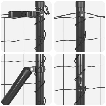 vidaXL Euro Fence Σετ 2 Γκρι Ατσάλι 25x1.2 μ Ανθεκτικός