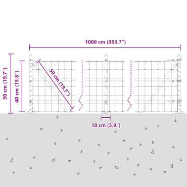 vidaXL Φράκτης Euro με 7 Ραβδώσεις 0.4x10 μ Γαλβανισμένο Ατσάλι