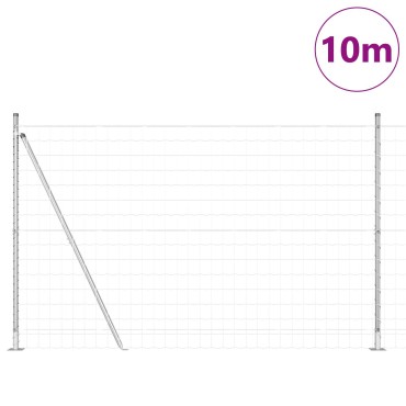 vidaXL Ευρωπαϊκός Φράχτης με 7 Πλάγιες Στήλες 1.4x10 μ Γαλβανισμένο Ατσάλι
