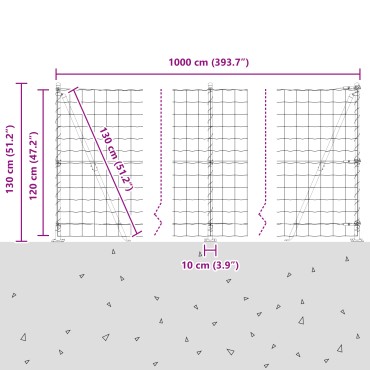 vidaXL Euro Fence με 7 Στηρίγματα με Φλάντζα 1.2x10 μ Γαλβανισμένος Χάλυβας