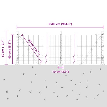 vidaXL Ευρωπαϊκή Περίφραξη με 13 Θηλιές 0.4x25 μ Γαλβανισμένο Ατσάλι