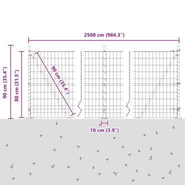 vidaXL Ευρωπαϊκή Περίφραξη με 13 Στήλες Φλάγκε 0.8x25 μ Γαλβανισμένο Ατσάλι