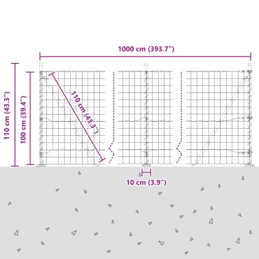 vidaXL Euro Fence με 7 Ειδικές Στήλες 1x10 μ Γαλβανισμένο Ατσάλι
