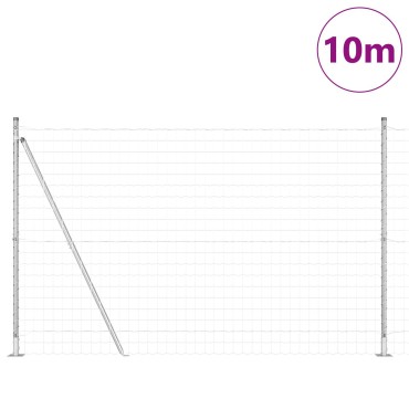 vidaXL Euro Fence με 7 φλαντζωτούς πόλους 1.4x10 μ Γαλβανισμένο ατσάλι