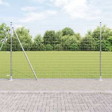 vidaXL Euro Fence με 7 φλαντζωτούς πόλους 1.4x10 μ Γαλβανισμένο ατσάλι