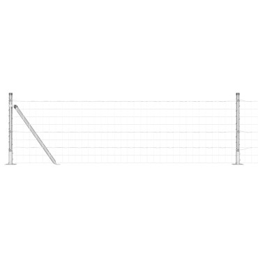 vidaXL Euro Fence με 13 Φλαντζωτές Στηλές 0.4x50 m Γαλβανισμένος Χάλυβας