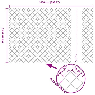 vidaXL Φράκτης Αλυσίδας με 7 Στηρίγματα 1.6x10 μ Γαλβανισμένος Χάλυβας Πράσινος