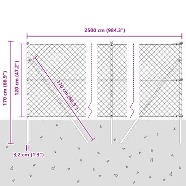 vidaXL Φράκτης Αλυσίδας με 13 Πόλους 1.2x25 μ Γαλβανισμένο Χάλυβα Πράσινος
