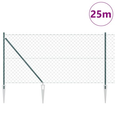 vidaXL Περίφραξη αλυσίδας Σετ 2 Πράσινη PVC 1x25 μ Ανθεκτική