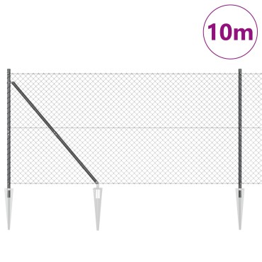vidaXL Περίφραξη με Σπίθες 10x1,4 μ PVC-Επικαλυμμένο Ατσάλι Γκρι