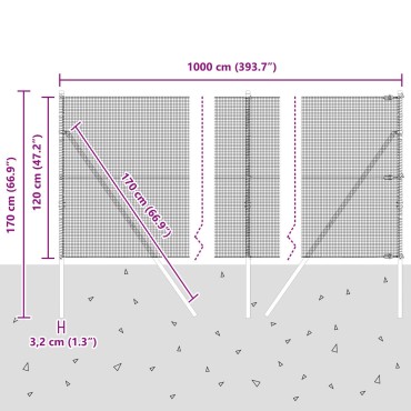 vidaXL Welded Wire Fence με 7 στήλες Πράσινο 1.2x10 μ Χάλυβας