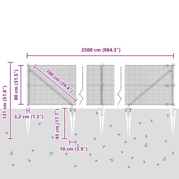 vidaXL Συρματόπλεγμα με 13 Στήλες Ακίδας 0.8x25 μ Γαλβανισμένος Χάλυβας