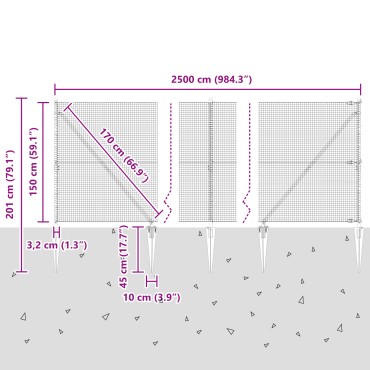 vidaXL Φράχτης με 13 Στηθαία 1.5x25 μ Γαλβανισμένο Ατσάλι