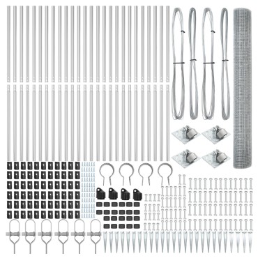 vidaXL Welded Wire Fence με 13 Πάσσαλους με Ακίδες 1.2x50 μ Γαλβανισμένος Χάλυβας