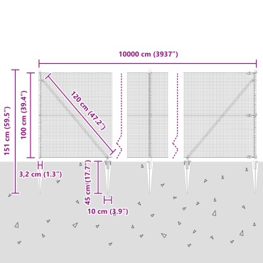 vidaXL Συρματόπλεγμα με 13 Στήλες Βίδας 1x100 μ Γαλβανισμένος Χάλυβας