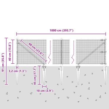 vidaXL Συρματόπλεγμα με ακίδες 10x0,4 m Χάλυβας με επικάλυψη PVC