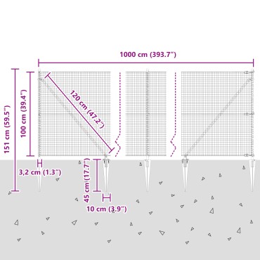 vidaXL σετ πόλων φράκτη Σετ 2 Πράσινο Ατσάλι με επικάλυψη σκόνης