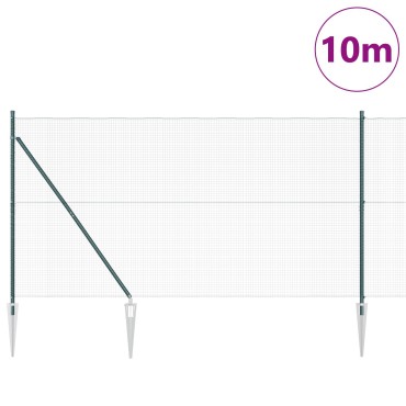 vidaXL Φράχτης Welded Wire με 7 Σταθερές Ψηφίδες Πράσινος 1.4x10 μ Μέταλλο