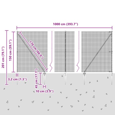 vidaXL Συρματοπλέγμα με 7 κοχλίες Πράσινο 1.5x10 μ Ατσάλι