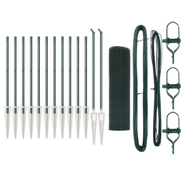 vidaXL Welded Wire Fence με 13 Αναρτήσεις Πράσινες 0.8x25 μ Χάλυβα