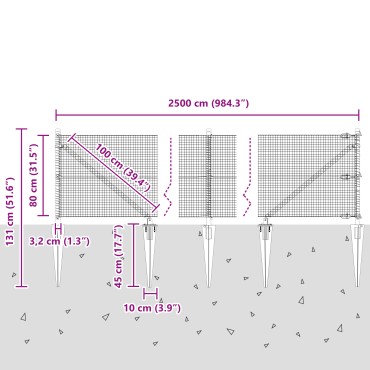 vidaXL Welded Wire Fence με 13 Αναρτήσεις Πράσινες 0.8x25 μ Χάλυβα