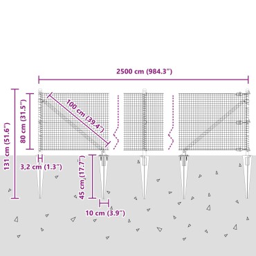 vidaXL Συρματόπλεγμα με 13 Πράσινους Στήλους 0.8x25 μ Μέταλλο