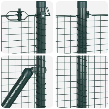 vidaXL Σετ Πόλων Φράχτη Σετ 2 Πράσινο Μέταλλο και PVC 25x1 μ