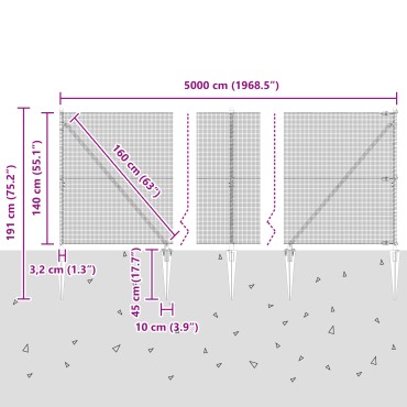 vidaXL συρματοπλέγματα με 13 αγκύρια Πράσινο 1.4x50 μ Ατσάλι